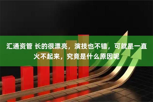 汇通资管 长的很漂亮，演技也不错，可就是一直火不起来，究竟是什么原因呢